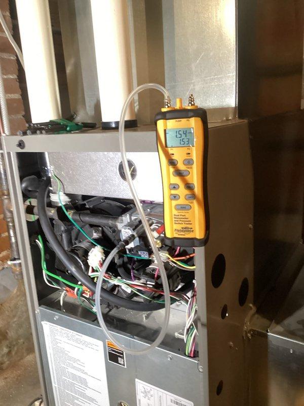 Performed furnace tune-up on 3-year-old Lennox residential system. Inspected and verified all components functioning properly, including clean blower, proper condensate drainage, and cleared lines. Confirmed furnace is correctly set to run in first stage only to prevent overheating, with satisfactory 65-degree temperature drop and proper operation during 15-minute test cycle. Customer expressed concerns about duct sizing transitions; recommended follow-up consultation regarding vent specifications.