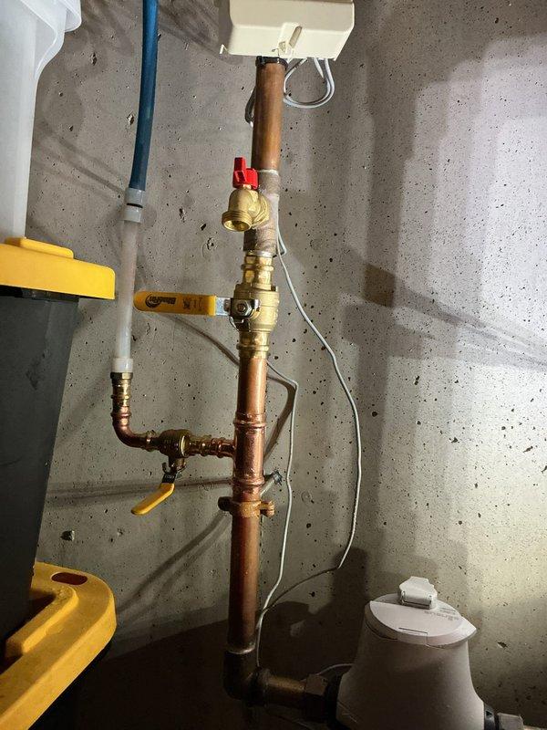 Responded to service call for leaking irrigation ball valve. Upon inspection, determined the ball valve had failed following seasonal system blow-out. Replaced defective ball valve and associated section of piping on the copper irrigation line, restoring proper function and eliminating leak.