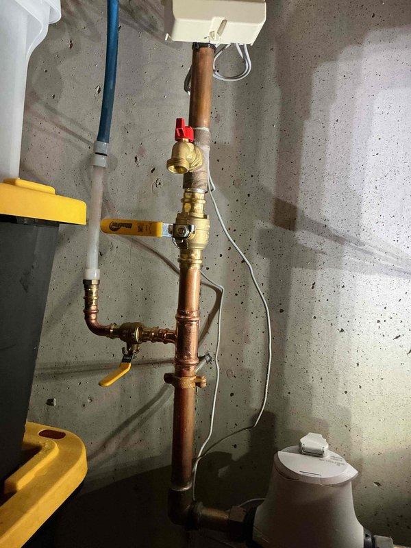 Responded to service call for leaking irrigation ball valve. Upon inspection, determined the ball valve had failed following seasonal system blow-out. Replaced defective ball valve and associated section of piping on the copper irrigation line, restoring proper function and eliminating leak.