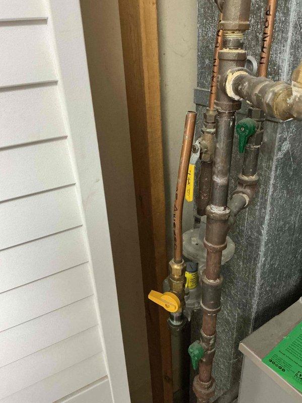 Completed sold repair work on customer's 8-year-old furnace by removing an abandoned copper line from the gas tree and capping it off for safety, then replaced the flame sensor. System was fully tested after repairs and is now functioning properly with no issues.