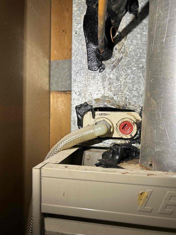 Performed furnace tune-up on FRP unit of unknown age. Detected critical safety issues including a cracked heat exchanger, extremely dirty blower motor, and dangerously elevated carbon monoxide levels exceeding 100 ppm. Showed homeowner the cracked heat exchanger and carbon monoxide readings. Set up a TGL (The Goodman Loyalty) appointment to discuss replacement options.