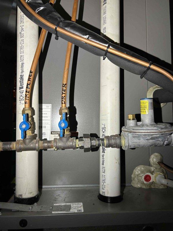 Responded to no heat complaint on Lennox 2023 heat pump unit installed two years ago. Diagnostic testing revealed functioning S40 thermostat and proper power supply, but control board displayed error code HE16 indicating flame sensor/voltage issue. Testing with R and W jumper confirmed problem was not heat pump or thermostat related. Completed warranty paperwork for faulty control board replacement, with return visit scheduled once part approval received.