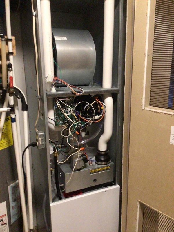 Performed annual maintenance on furnace in preparation for winter season. Completed comprehensive tune-up including flame sensor cleaning, electrical component testing with all readings within specifications, filter cleaning, and blower speed verification. Unit is operating properly with appropriate temperature output of 52°.