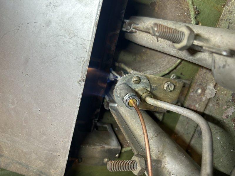 Diagnosed 30+ year old furnace with no heat due to faulty thermocouple and leaking pilot assembly. Determined complete pilot assembly replacement is required to restore operation. Advised customer about system inefficiency with approximately 30% heat loss through chimney due to unit age, and placed parts order for new assembly.