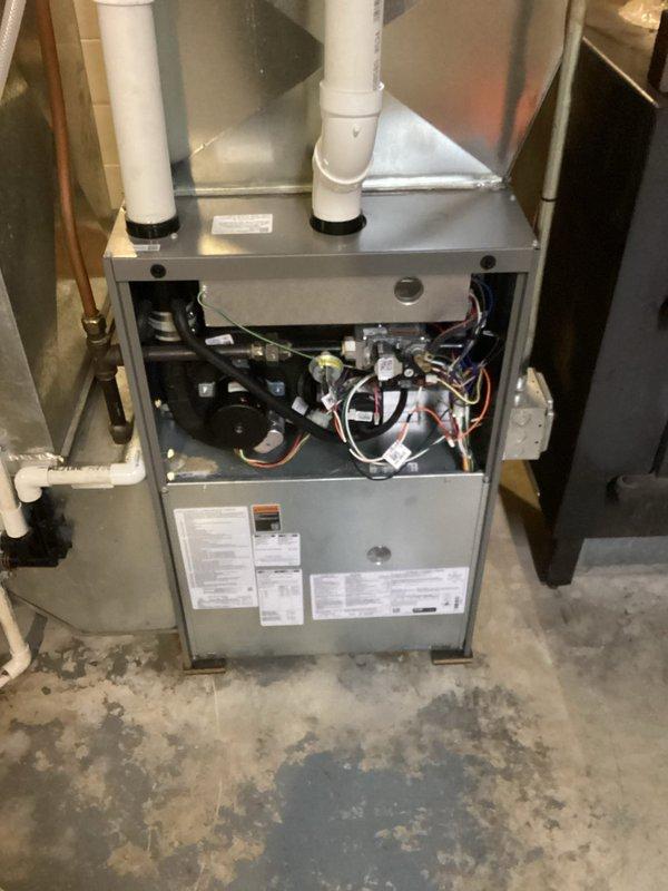 Responded to no-heat complaint on a 2-year-old furnace. Discovered a chipmunk lodged in the inducer motor. Removed the obstruction, thoroughly cleaned the inducer assembly, reassembled components, and verified proper operation. System is now functioning normally with no evidence of additional blockages.