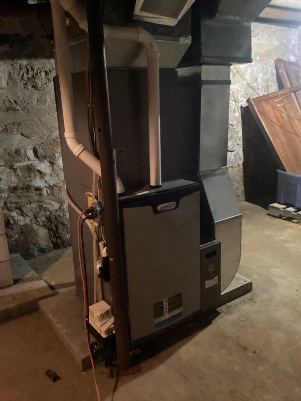 Performed annual furnace tune-up service on Lennox system. Inspected and verified proper operation of all components including blower, electrical components, heat exchanger, burners, and venting system. Confirmed proper gas pressure with 60°F temperature rise during 15-minute operational test. System functioning within specifications; customer advised of incoming replacement filters.