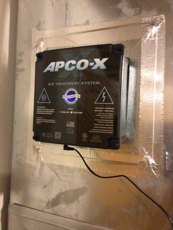 Conducted scheduled furnace tune-up maintenance under the bi-annual service agreement. Performed full inspection with electrical component testing, cleaned flame sensor, and cleared all drainage lines. Replaced UV bulbs in the APCO-X air treatment system as requested, confirming proper operation of the new components. All systems functioning within specifications.