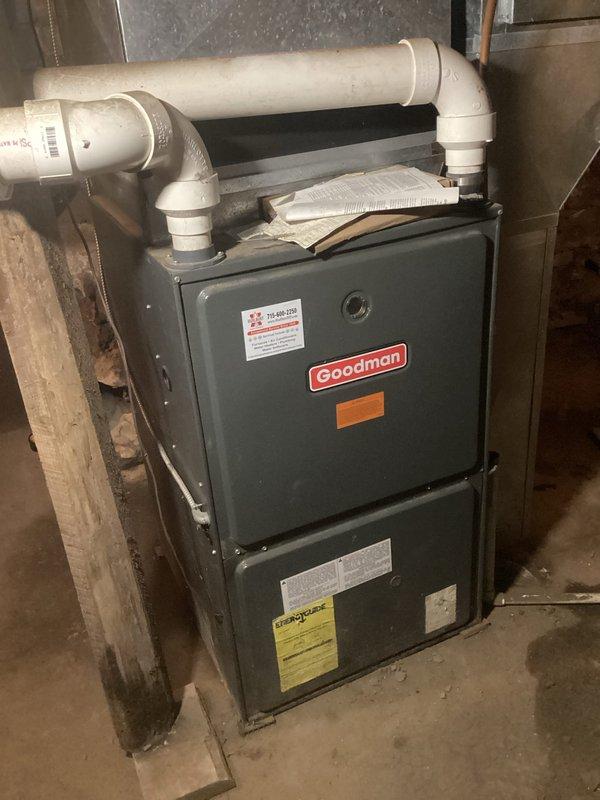 Performed scheduled furnace tune-up on aging Goodman unit. Identified multiple critical issues including severely corroded flame sensor (cleaned temporarily), deteriorated burners, cracked collector box, and non-functioning inducer motor. Heat exchanger appears intact. After consultation with homeowner, unit has been recommended for complete replacement due to extensive component failure and overall condition. Performed scheduled furnace tune-up on aging Goodman unit. Identified multiple critical issues including severely corroded flame sensor (cleaned temporarily), deteriorated burners, cracked collector box, and non-functioning inducer motor. Heat exchanger appears intact. After consultation with homeowner, unit has been recommended for complete replacement due to extensive component failure and overall condition.