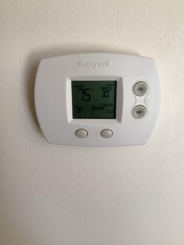 Responded to no cooling complaint for 21-year-old electric combo AC/furnace unit. Diagnosed system operating correctly with excellent temperature split (23.6°F) between return air (68.3°F) and supply air (44.7°F). Discovered severely clogged filter as root cause of reported issue. Cleaned filter and enrolled customer in rewards program with scheduled furnace maintenance.