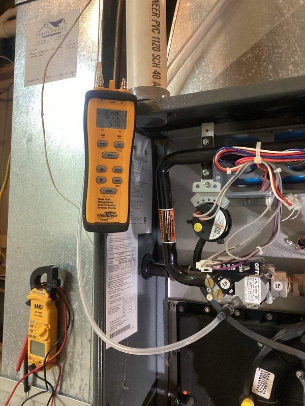 Performed annual furnace tune-up on 15-year-old FRP system. Inspected heat exchanger, verified electrical components within specifications, and confirmed proper gas pressure with 55-degree temperature rise during operational testing. Noted inducer motor showing signs of noise - customer advised and estimate provided; system currently functioning normally with clean filter and balanced blower. Performed annual furnace tune-up on 15-year-old FRP system. Inspected heat exchanger, verified electrical components within specifications, and confirmed proper gas pressure with 55-degree temperature rise during operational testing. Noted inducer motor showing signs of noise - customer advised and estimate provided; system currently functioning normally with clean filter and balanced blower.