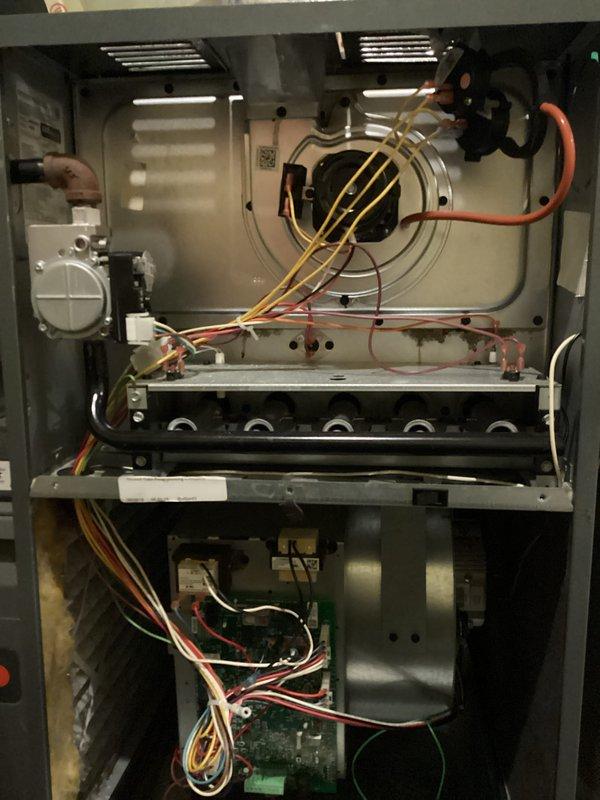 Performed furnace tune-up on both HVAC systems as per maintenance agreement. Changed all air filters and replaced the Aprilaire humidifier pad. Both furnaces (including the Rheem unit) were inspected and confirmed to be operating properly with no issues identified.