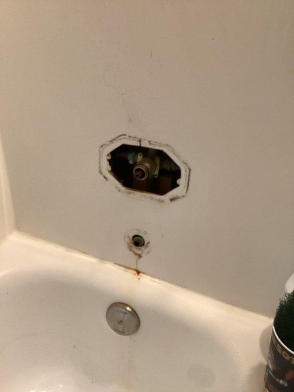 Completed shower valve replacement in bathroom with new Oakdale Warehouse Shower Valve & Trim Kit, including shower control, arm, head, and spout. Also installed new kitchen faucet, providing customer with improved single-lever operation and water-conserving features.
