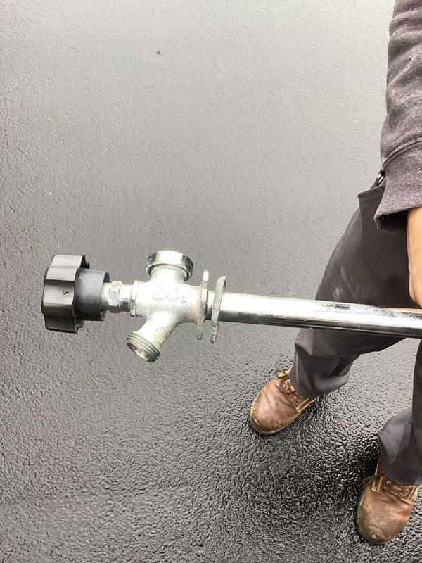 Repaired outdoor water spigot damaged by roofing company by installing a new faucet fixture in the existing recessed access panel. Inspected installation to ensure proper function with no leaks, leaving the completed repair with the new brass hose bibb securely mounted in the exterior wall access box. Repaired outdoor water spigot damaged by roofing company by installing a new faucet fixture in the existing recessed access panel. Inspected installation to ensure proper function with no leaks, leaving the completed repair with the new brass hose bibb securely mounted in the exterior wall access box.