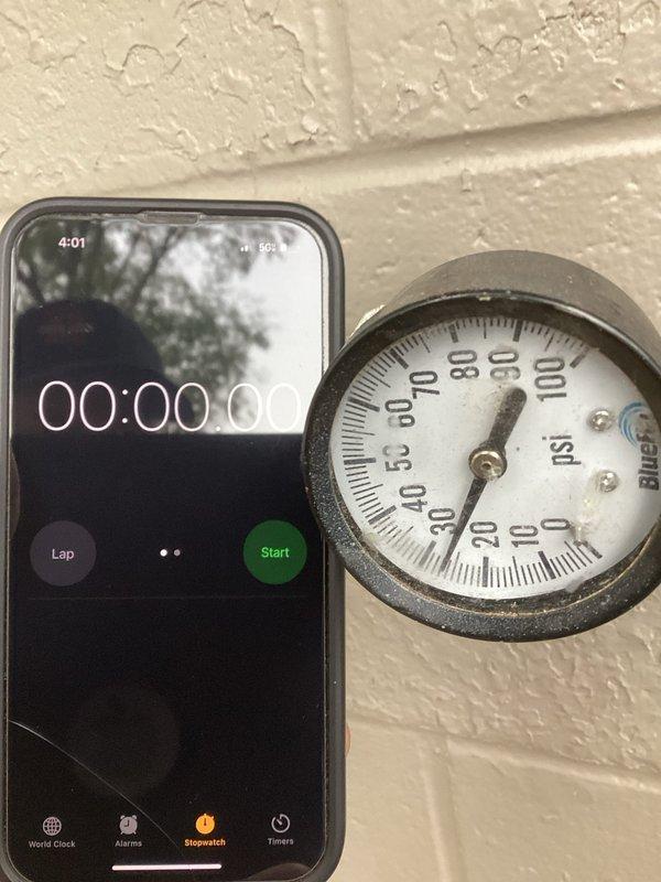 Responded to a generator gas line issue where customer reported zero pressure. Located and repaired a small leak at the union connection. System pressurized to required 30psi and verified leak-free operation.