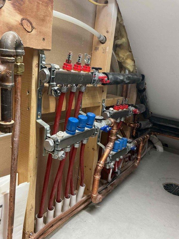 Responded to a service call for HTP boiler intermittently entering purge mode and displaying low water code. Performed diagnostic testing on the low water pressure switch per manufacturer specifications, which yielded 3.5 ohms indicating component failure (manual specifies 0 ohms for proper operation). Verified proper system water pressure and cycled all zones to confirm functionality of remaining components. Recommended replacement of the low water pressure switch and control board, with estimate to follow.