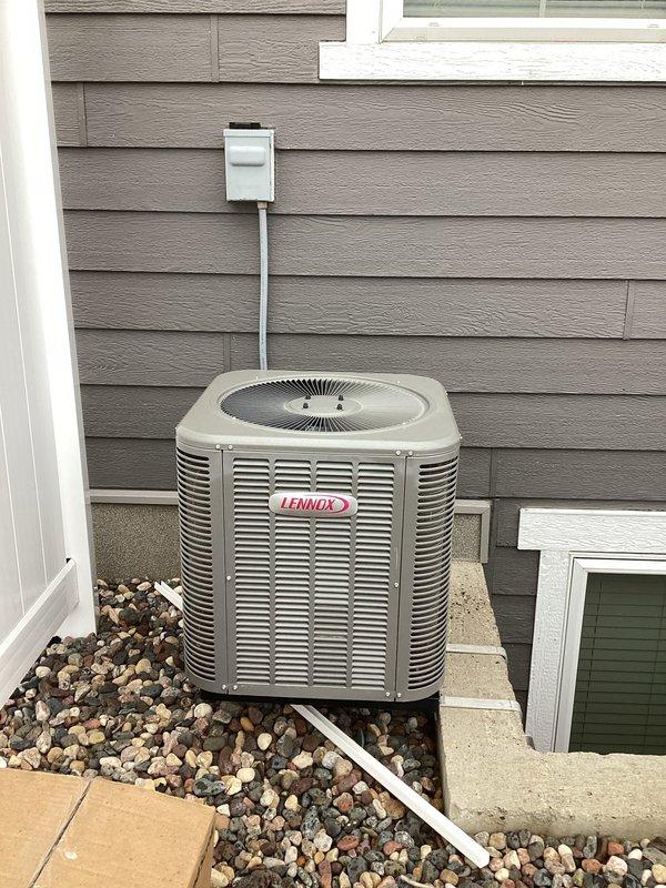 Completed compressor replacement on Lennox AC system. Installed new OEM Copeland compressor, evacuated system, and recharged refrigerant to manufacturer's specifications. System tested to confirm normal operation; contactor verified and existing 35/5uf capacitor checked and confirmed within proper operational range.