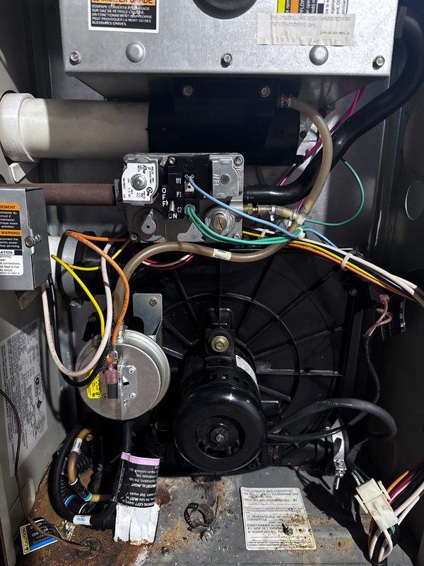 Performed diagnostic assessment on 29-year-old furnace with no heat complaint. Discovered inducer wheel had catastrophically failed due to secondary heat exchanger failure. Visual inspection of the evaporator coil showed significant corrosion. Due to age and condition of equipment, recommended full system replacement, which customer approved. Scheduled installation advisor for immediate consultation.