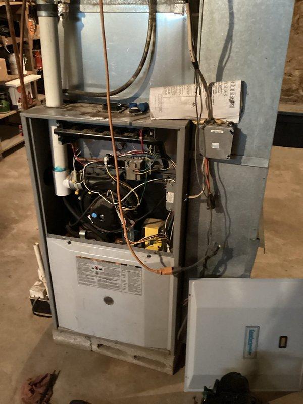 Performed standard preventive maintenance on 18-year-old furnace. Inspection revealed critical deficiencies including cracked collector box and severely rusted burners. Customer informed of findings; replacement equipment consultation scheduled for Monday with comprehensive repair options presented.