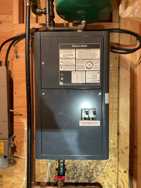 Completed annual tune-up on HFR boiler system. Inspected electrical connections at breaker panel and verified proper voltage to Electro-Boiler unit. Assessed circulator operation and discussed water quality concerns with homeowner. Customer requested follow-up visit with technician Mike B for water quality verification and expressed interest in mini-split system quote to be scheduled separately.
