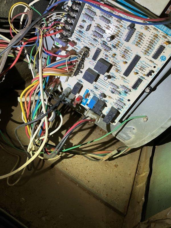 Responded to no-heat service call for 15-year-old Day & Night electric furnace. Diagnostic testing revealed dual critical failures: control board malfunction and compromised heat exchanger with visible perforations. Customer was shown the damaged components, and the system was tagged out of service due to safety concerns. Referred to comfort advisor for replacement options.