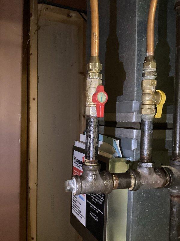 Responded to gas leak detected during Centerpoint home audit. Located and repaired gas leak, replaced deteriorated shutoff valve on copper supply line, and recommended replacement of water heater ignitor due to signs of wear.