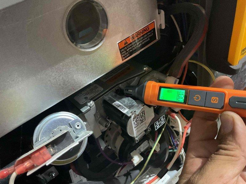 Performed comprehensive furnace tune-up on FRP unit of unknown age. Completed diagnostic testing using measurement equipment to verify proper system operation. No operational issues identified during maintenance service. Documented equipment with photos of components and connections for service records.
