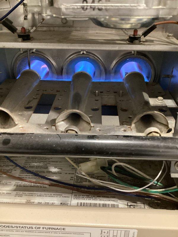 Performed comprehensive tune-up on 21-year-old Lennox furnace including inspection of heat exchanger via camera, verification of burner flames (confirmed clean blue flames), and testing of all critical components (blower, inducer, pressure switch, safety switches, limit switches, flame sensor, and igniter). Evaluated venting system and exhaust flue integrity. Measured gas pressures, verified proper combustion air, and cycled system to confirm safe operation. System functioning normally with no issues detected.