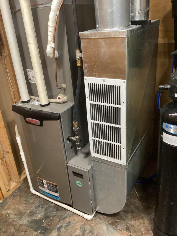 Completed seasonal furnace tune-up on 6-year-old Lennox system. Inspected and verified proper condition of filter, blower, electrical components, and heat exchanger with no immediate concerns. Noted corroded burners requiring attention. System operated properly during 20-minute test run with appropriate 60° temperature rise. Recommended burner cleaning service and suggested obtaining replacement estimate for burners that may still be under warranty.