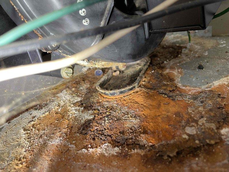 Responded to no heat call for aging furnace system. Diagnosed faulty ignitor causing furnace cycling issues. Discovered significant heat exchanger corrosion and failing inducer and blower motors. Installed universal replacement ignitor to restore temporary heat operation and recommended complete system replacement due to multiple component failures and extensive corrosion observed.