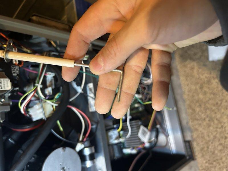 Performed comprehensive furnace tune-up on 2-year-old system, including operational testing with satisfactory temperature rise verification. Cleaned and inspected heat exchanger, electrical components, and controls with multimeter testing confirming proper voltage/amperage readings. Air filter was clean and air exchanger in good condition; all systems operating within specifications.