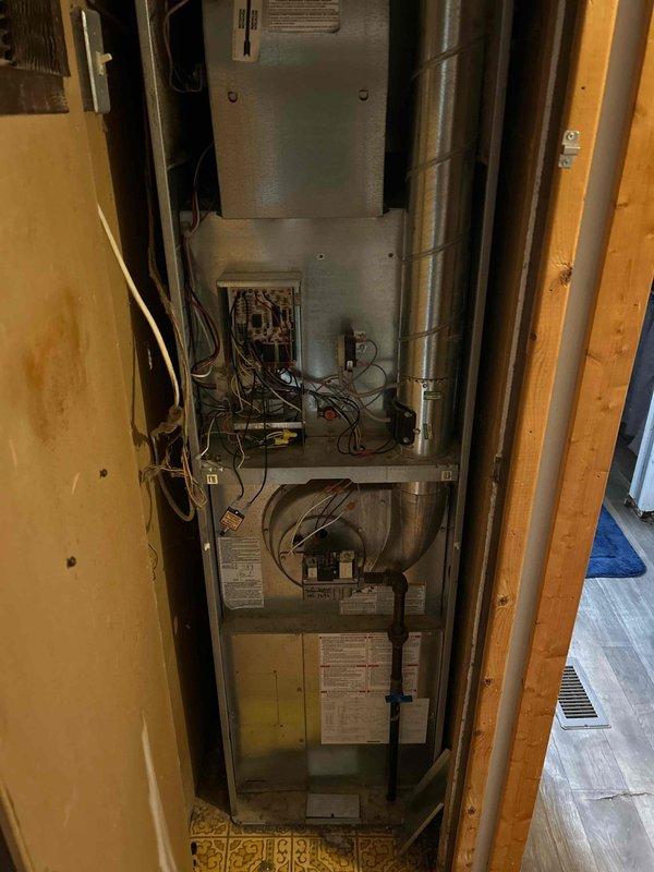 Responded to no-heat call for Coleman furnace. Diagnosed recurring issue with 3 amp fuse repeatedly blowing. After comprehensive testing including jumping components, determined control board and transformer failure were causing the electrical problems. Opened access panel to fully inspect internal components and wiring. Provided customer with options for replacement parts and new unit alternatives.