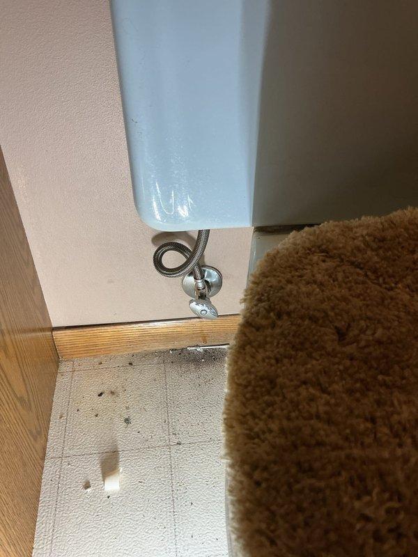 Responded to emergency water leak in basement ceiling where a half-inch copper hot water line had failed. Shut off water supply to prevent further damage, then replaced damaged section of copper pipe with PEX tubing. Reestablished water service, fired up water heater, and replaced toilet angle stop to restore full functionality to the residence's plumbing system.