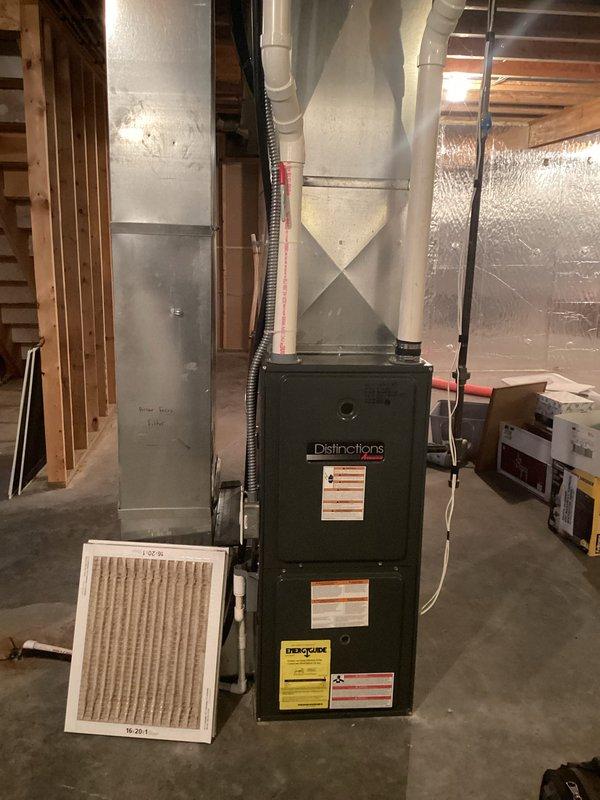 Performed comprehensive preventive maintenance on 20-year-old Distinctions furnace system. Inspected all routine components which were found to be within manufacturer specifications. Heat exchanger was in excellent condition with no signs of deterioration. Unit operated properly through first and second stage testing with no issues detected.