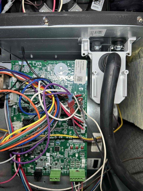 Performed annual furnace tune-up maintenance per service agreement. Discovered condensate trap filled with debris and dirty water causing blockage; cleared and thoroughly blew out the system. Completed preventative maintenance including flame sensor cleaning, air filter inspection, gas pressure verification, carbon monoxide check, and removal of spiderweb accumulation from unit. Control board inspection revealed proper connections and functioning electronic components.