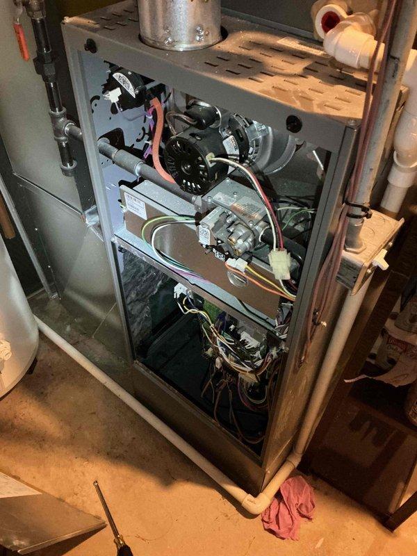 Responded to no heat call for 7-year-old Lennox furnace with error code 31. Diagnosed communication failure between S30 thermostat and furnace communication box. Implemented temporary repair by connecting loose wires to common terminal on furnace to restore functionality. Informed customer that thermostat is under recall and recommended replacement with S40 model. Quote for permanent replacement to follow.