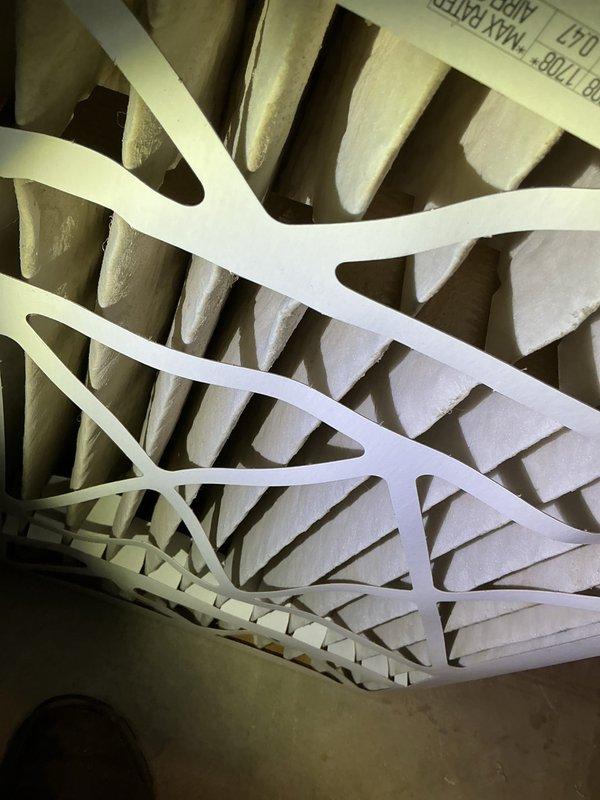 Performed annual maintenance inspection on 3-year-old Lennox high efficiency furnace with heat pump system. Replaced customer-supplied filter and noted significant dust accumulation in ductwork that hasn't been cleaned in 25 years. Provided duct cleaning recommendation to customer as preventative maintenance option.