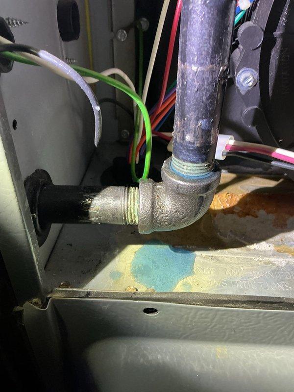 Responded to a no-heat call for 4-year-old dual furnace system previously serviced in August. Customer reported possible gas leak initially identified by Xcel. Performed bubble test on all gas valve joints with negative results; no gas odor detected during inspection. System currently operating on heat pumps. Advised customer to call immediately if gas odor returns.