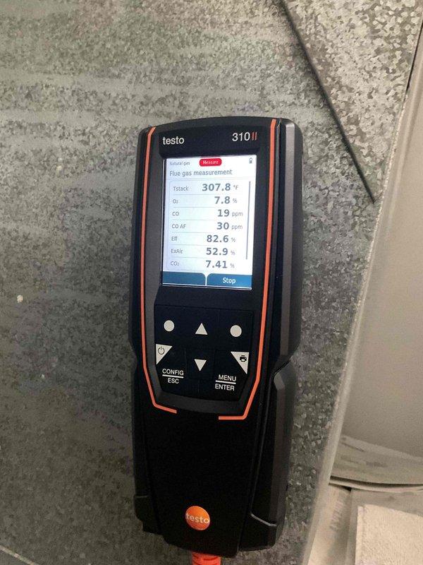 Conducted scheduled furnace maintenance on 22-year-old unit. Combustion analysis revealed 82.6% efficiency with CO2 at 7.41% and CO at 19 ppm. Identified and replaced failing inducer motor and hot surface ignitor due to age-related deterioration to prevent future operational failure.
