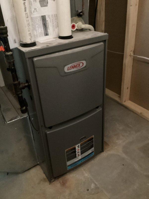 Performed routine maintenance on 2-year-old Lennox natural gas furnace. Identified and repaired small gas leak at the union inside furnace by tightening connection. Completed comprehensive system inspection including all routine components with no additional issues found. Confirmed proper operation after service.