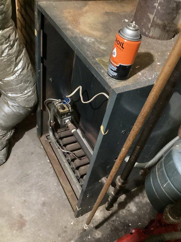 Responded to no heat complaint on older dual-boiler system. Identified mechanical failure where boiler attempted to fire but couldn't maintain operation due to broken coupling on Bell and Gossett pump. Replaced coupling, cleaned and lubricated pump shaft and impeller assembly, then verified full system operation through multiple heating cycles.