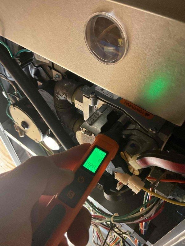 Performed furnace tune-up on 1-year-old unit with no reported issues. Identified and replaced dirty filter. Conducted combustion analysis with Testo 310 gas analyzer showing proper operation with 95.7% efficiency and normal CO levels (13 ppm).