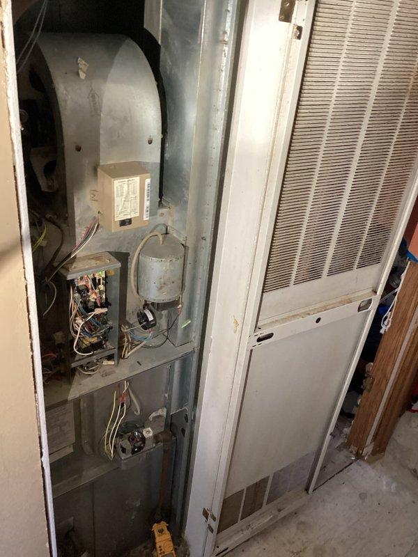 Responded to a no-heat call for a 20+ year old LP furnace. Diagnosed issue with pressure switch not closing properly. After adjusting and cleaning connections to pressure switch and associated tubing, system began functioning correctly. Performed visual inspection of heat exchanger with no defects noted. Provided customer with estimate for replacement pressure switch as preventative measure.