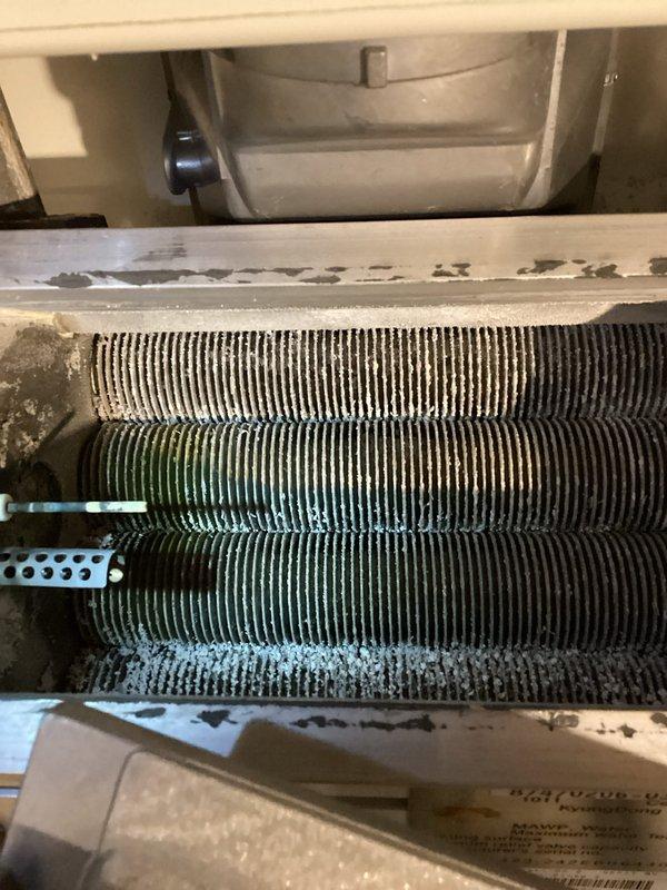 Responded to customer no-heat call for a Buderus boiler system from 2005. Upon arrival, found boiler non-operational. Reset the unit which initiated reducer function but ignition failed. Inspection revealed a severely dirty flame sensor and moderately fouled heat exchanger. After cleaning the flame sensor, boiler operated intermittently, running for approximately 30 minutes before shutting down and restarting. Diagnosed likely insufficient airflow due to heat exchanger contamination. Recommended professional cleaning of heat exchanger to resolve cycling issues. Customer is considering both immediate repair and replacement options given the unit's age.
