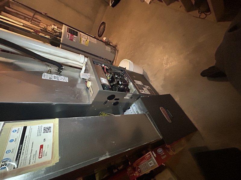 Diagnosed 20-year-old Lennox FA furnace with no heat showing error code 4+1. Found gas valve failing to open consistently and inducer motor exhibiting noise during operation. After multiple ignition attempts, confirmed intermittent gas valve operation as primary issue. Recommended replacement of both gas valve and inducer motor, with gas valve being priority. Scheduled service advisor to provide quote for complete furnace replacement.