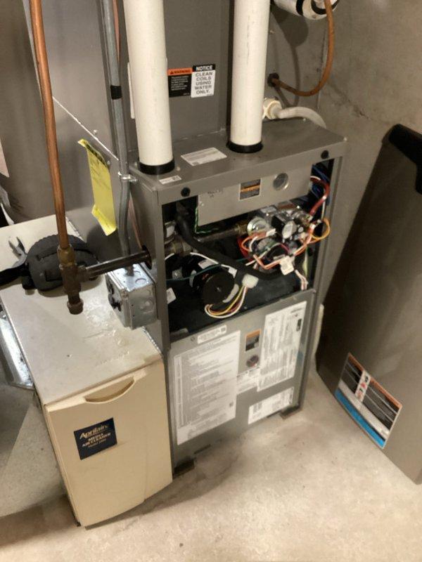 Completed annual maintenance service on a dual-property agreement, including tune-ups on furnace and boiler systems (7-8 years old). Performed comprehensive inspection of heating equipment, air exchangers, and associated components at both locations. Customer has expressed interest in whole-house dehumidification and potential air exchanger installation, with advisor scheduled to provide consultation and pricing options.