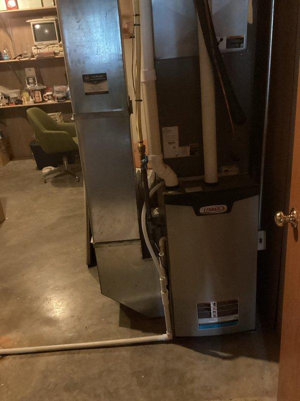 Performed comprehensive furnace tune-up on 2-year-old natural gas system. Inspected and verified all components in good working condition including clean heat exchanger, properly balanced blower, and electrical components within specifications. System demonstrated proper operation with appropriate gas pressure and 50-degree temperature rise during 15-minute test cycle. Filter noted as beginning to accumulate dirt; all other systems functioning normally.