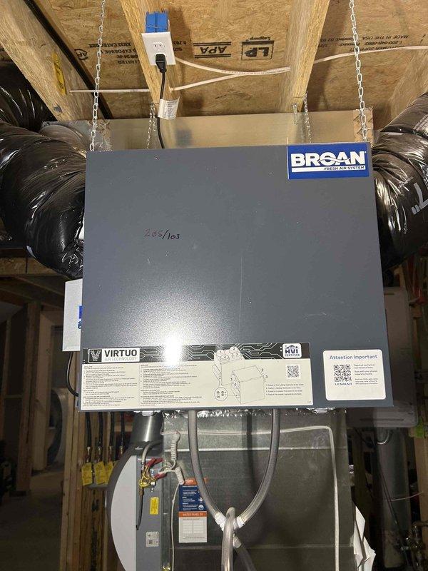 Performed comprehensive furnace tune-up on 2-year-old system including cleaning burners, blower assembly and surrounding components. Conducted thorough inspection of heat exchanger, ignition system, flame quality, gas valve operation and fuel pressure. Replaced air filter, tested blower airflow, measured temperature rise, verified proper electrical connections and confirmed safety controls were functioning correctly. Completed combustion analysis/CO check and ensured proper venting system integrity.