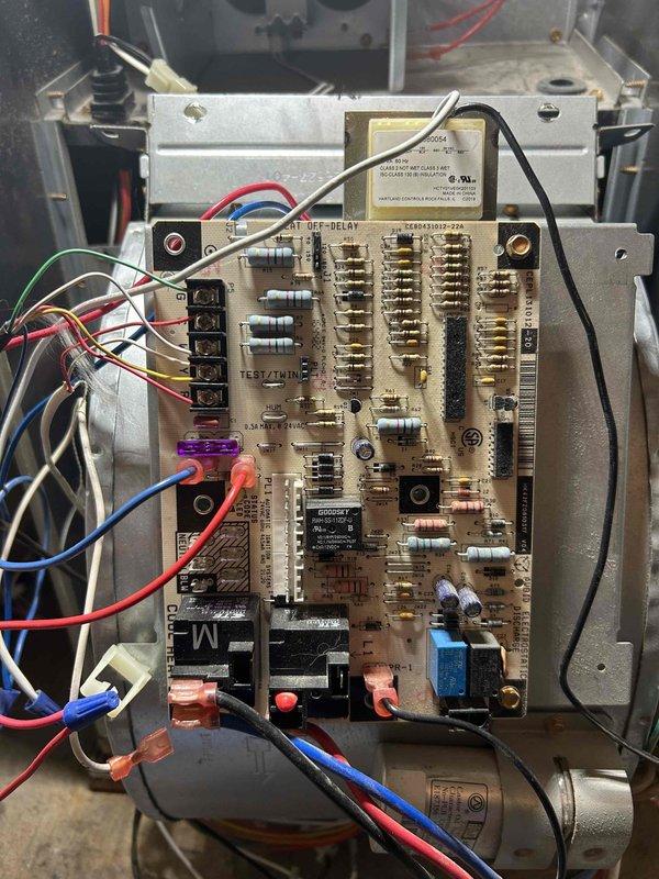 Performed warranty replacement of defective blower motor during sold repair. Removed faulty unit and installed new motor from MN Air (PO 198822-001). Verified proper electrical connections, tested system operation and confirmed heating functionality. CO levels measured within safe parameters. All components reassembled and system left operating correctly.