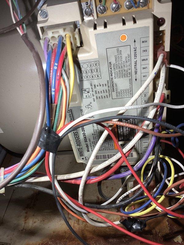 Diagnosed Amana 90 high-efficiency furnace (Model #GUD070X30B) with no heat complaint. Inspection revealed failure of power transmission to ignitor due to defective control board. Provided customer with replacement board options and discussed potential full furnace replacement alternatives.