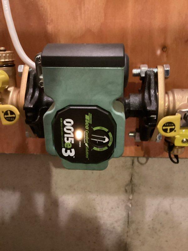 Performed annual furnace tuneup on 1-year-old Lennox system. Identified and repaired exhaust pipe leak by cutting out affected section and regluing. Evaluated furnace operation in both low and high fire modes with satisfactory results. Addressed boiler issue by adjusting Taco 00e-3 circulator pump setting from high to medium, successfully eliminating humming noise. Recommended boiler tech for inoperative in-floor heating system.